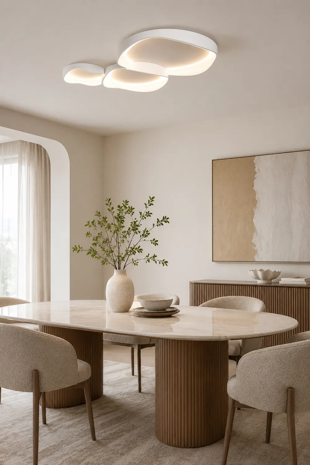 Arisha Modern Wave Flush Mount Ceiling Light White Living Room - Lumpaz