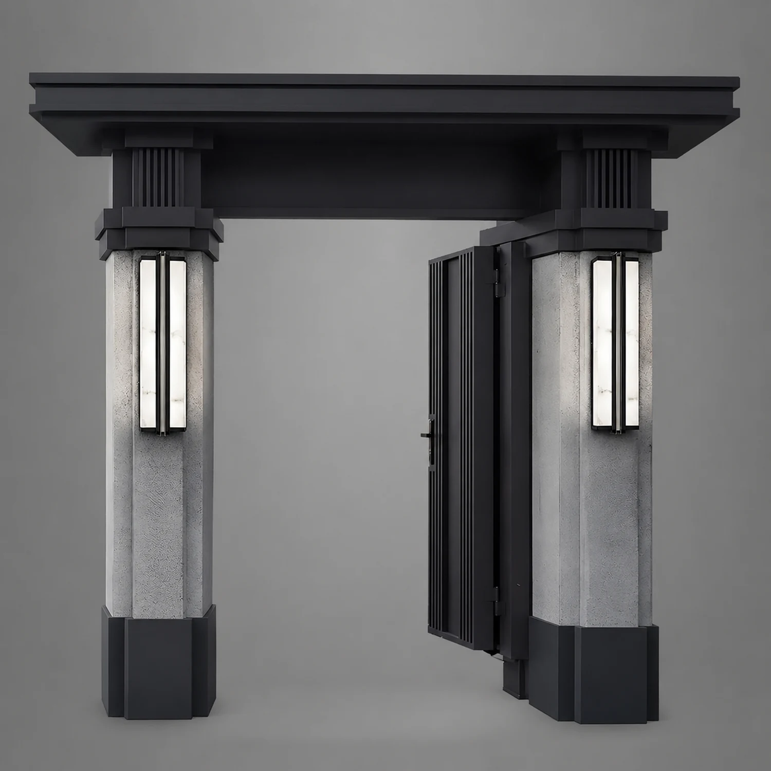 Modern Black LED Indoor/Outdoor Wall Lights with Resin Marble Shade复制 - Lumpaz