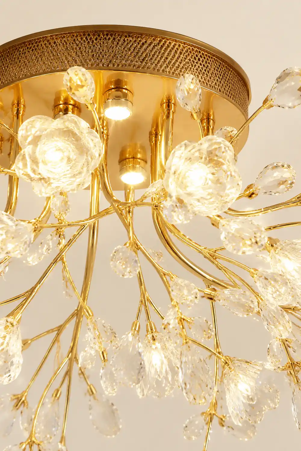 Lili Art Deco Elegant Flower Flush Mount Ceiling Lights, Gold - Lumpaz