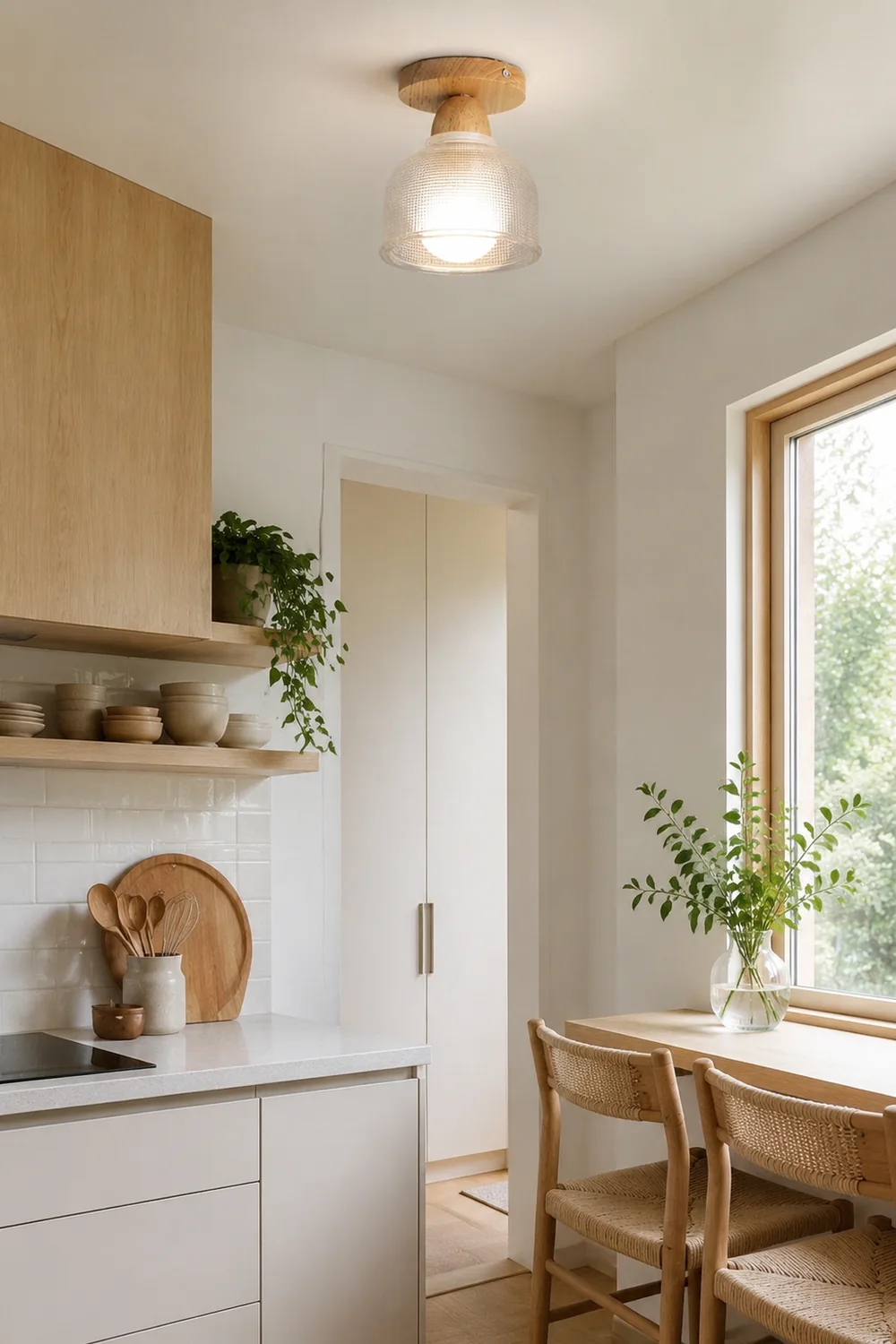 Sanna Nordic Minimalist Semi-Flush Mount Ceiling Light - Lumpaz