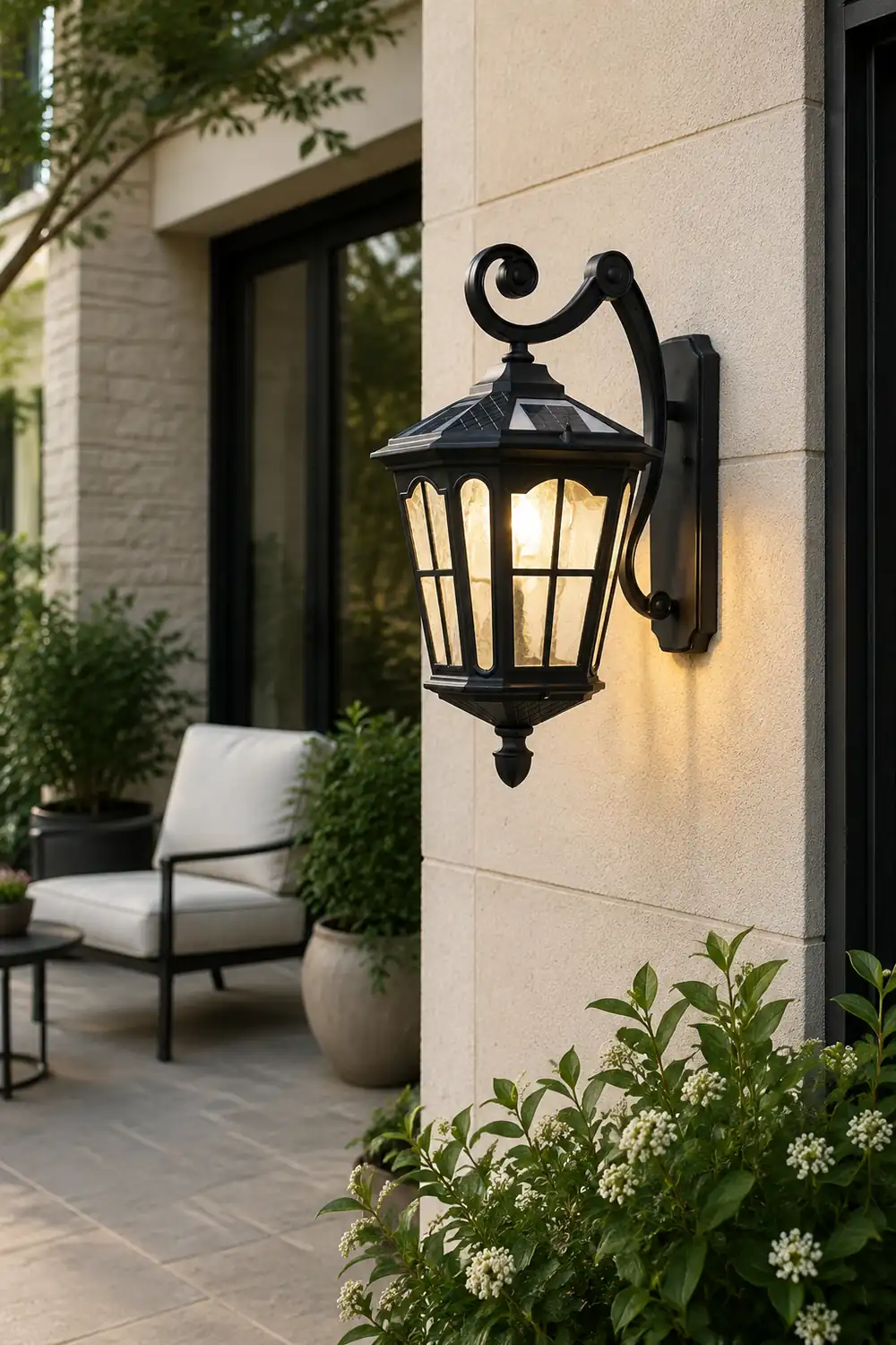 Retro Waterproof LED Aluminum Black Vintage Solar Outdoor Wall Light - Lumpaz