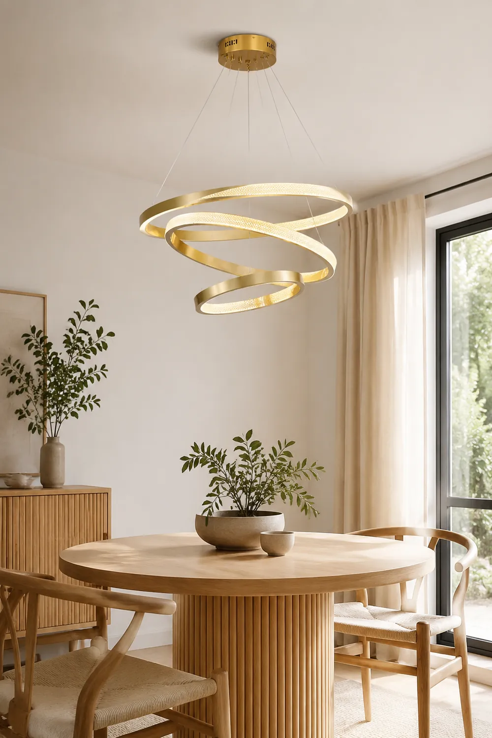 Kirsten Modern Ring Metal/Arcylic LED Pendant Light, Black/Gold - Lumpaz