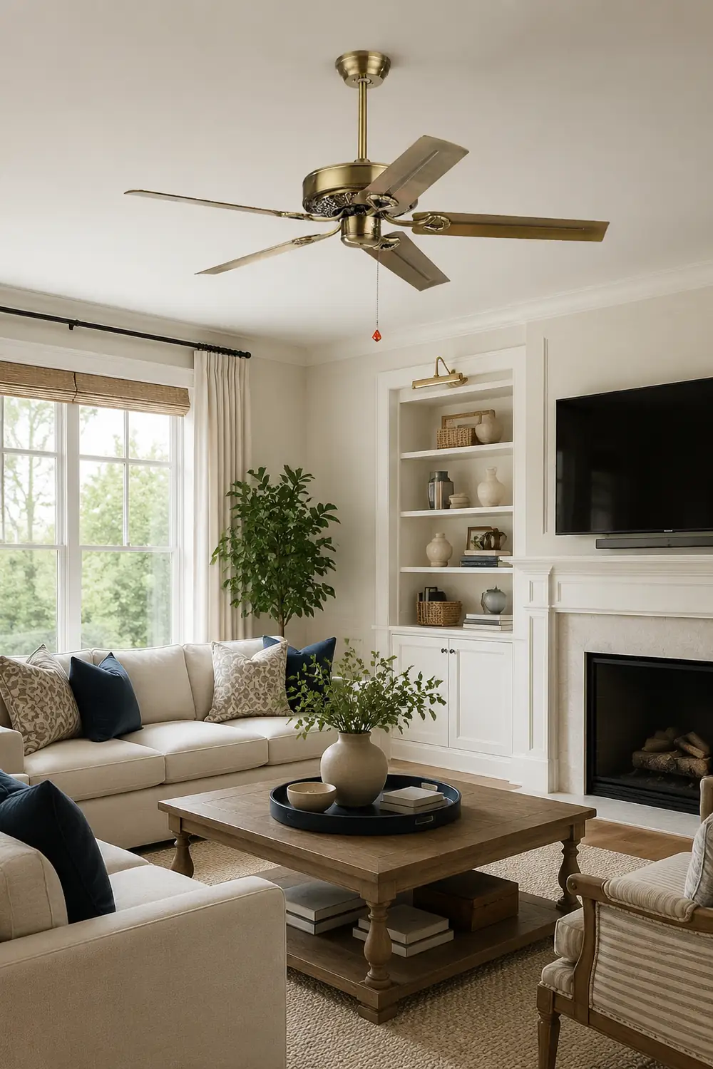 Alessio 5-Blade Cooper Industrial DC Ceiling Fan, Brass, 51'' - Lumpaz