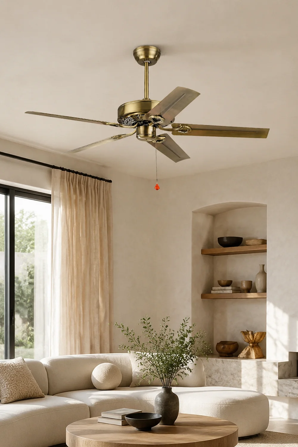 Alessio 5-Blade Cooper Industrial DC Ceiling Fan, Brass, 51'' - Lumpaz