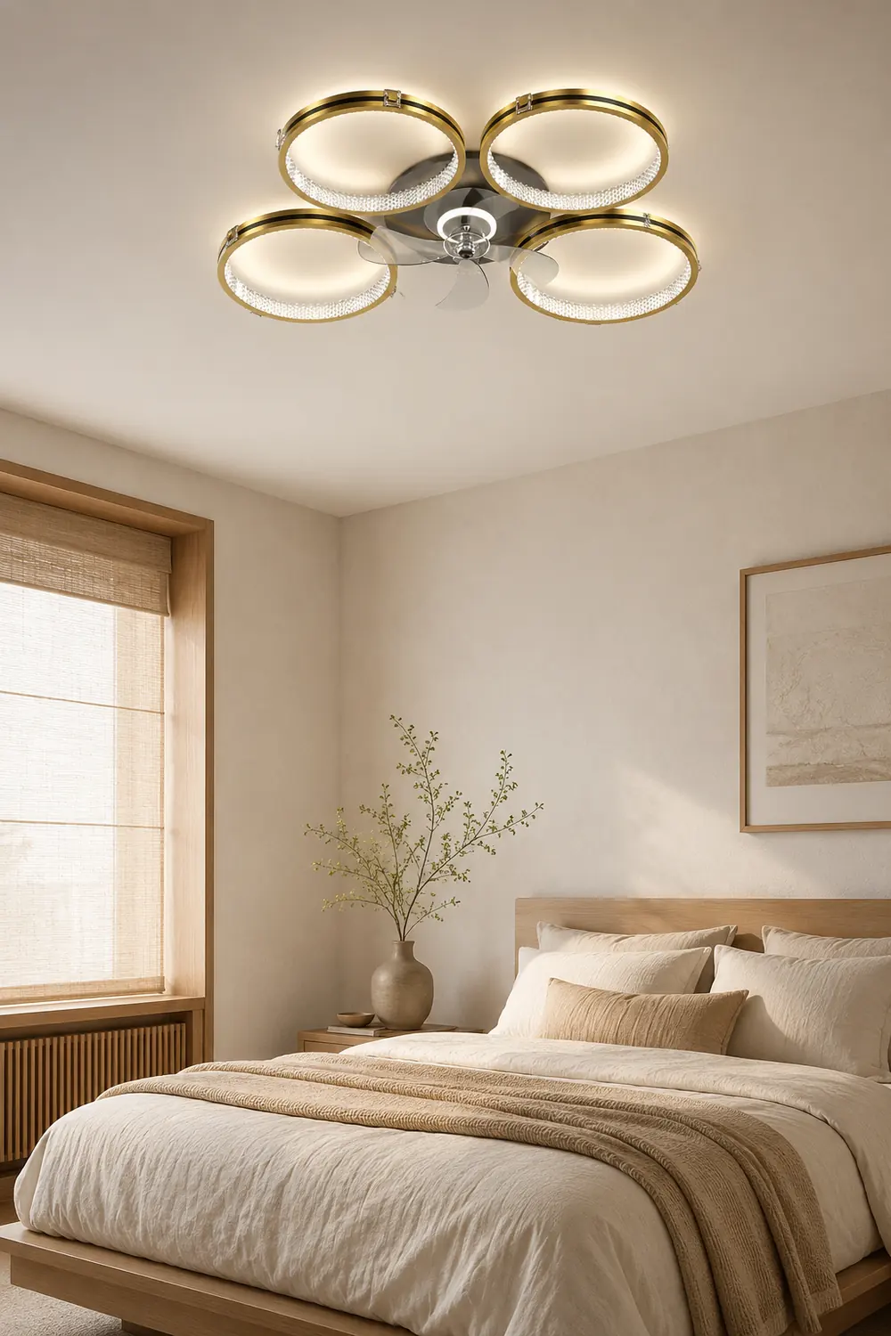 Kirsten 4-Rings 5-Blade Ceiling Fan with Light, 31"/40.5" - Lumpaz