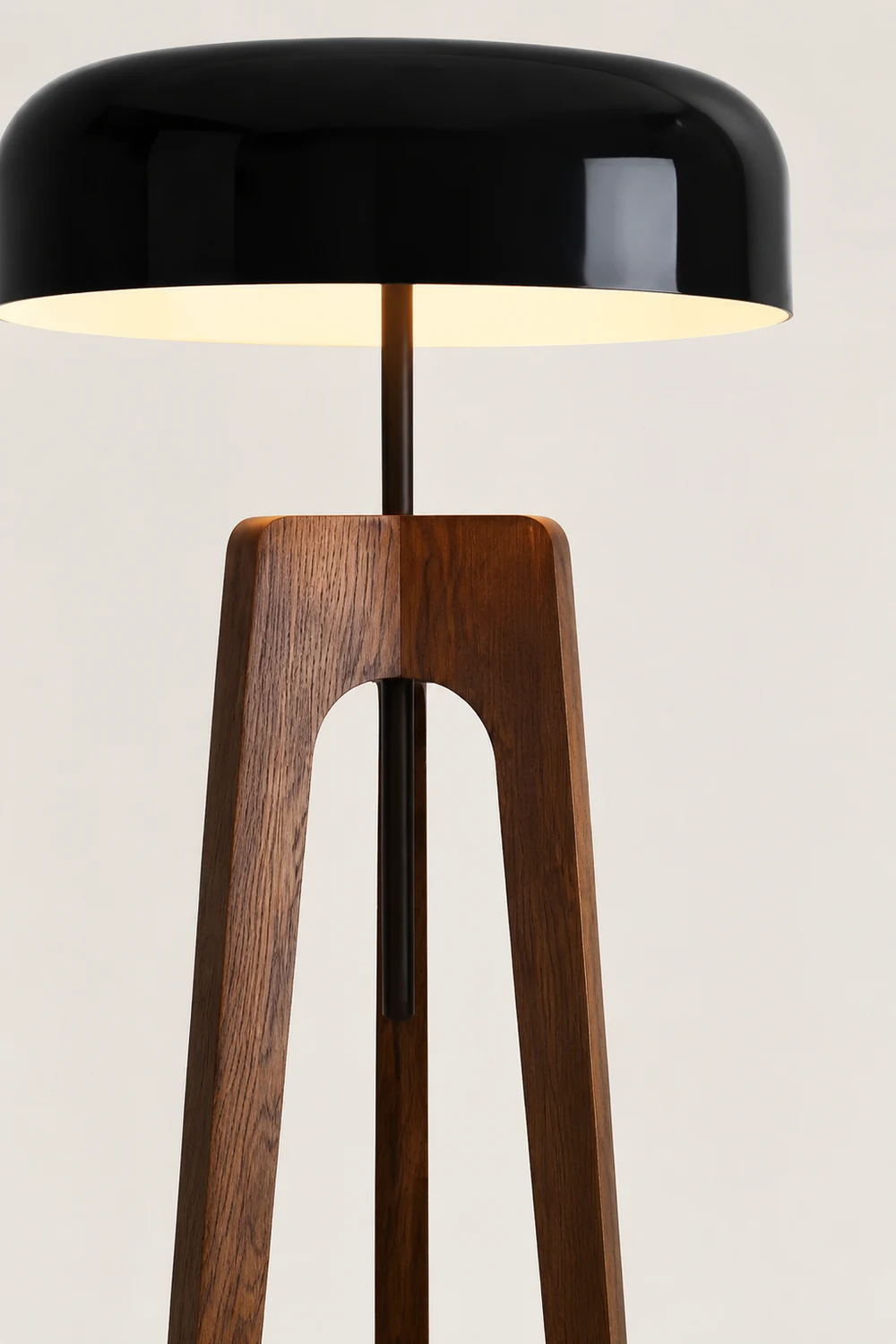 Ozawa Modern Bowl Tripod Wood Metal Floor Lamp, Black/White - Lumpaz