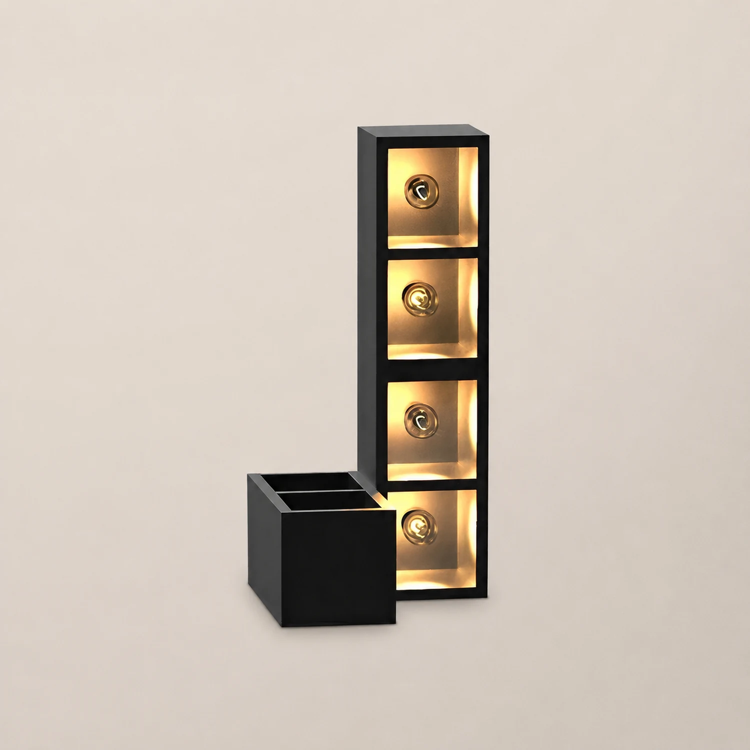 Waterproof Creative Square Combination LED Black Wall Lamp with Flowerpot - Lumpaz