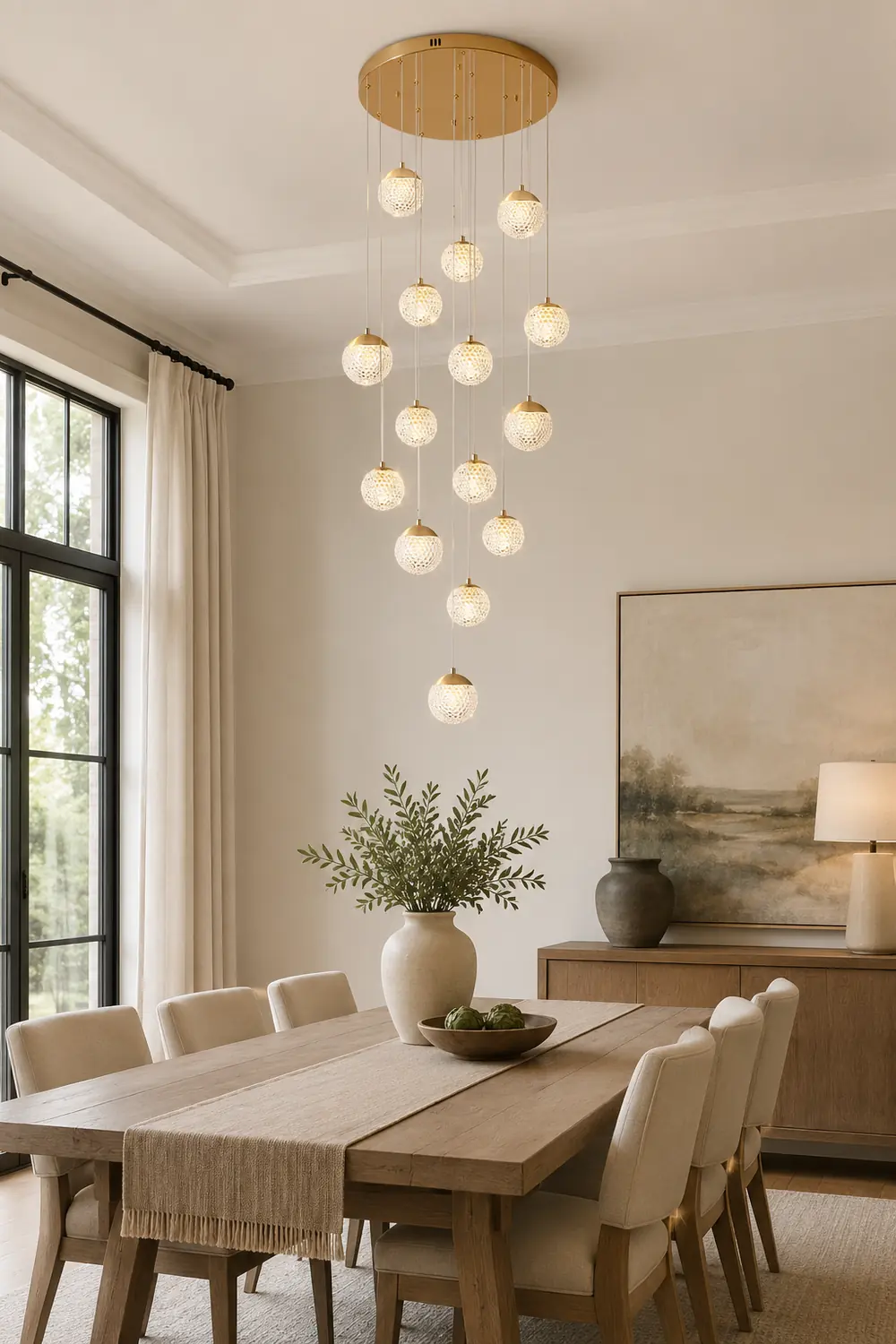 Jibril Multi Staircase Modern Art Deco Pendant Light, Gold - Lumpaz