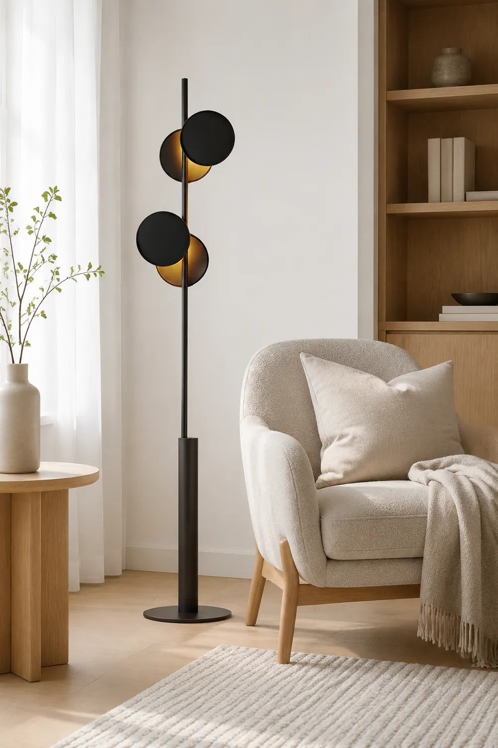 Salgado Nordic Round Metal 2 Bulb Floor Lamp Living Room - Lumpaz