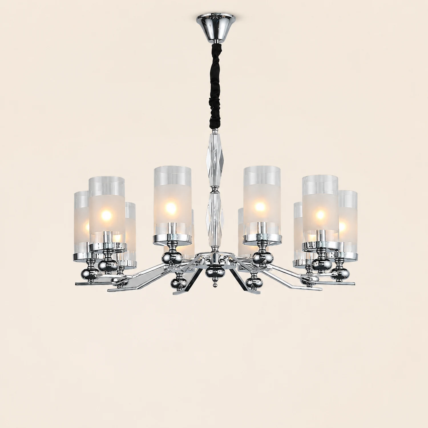 Alessio Retro Silver Metal/Glass Chandelier/Wall Lamp, Living Room - Lumpaz