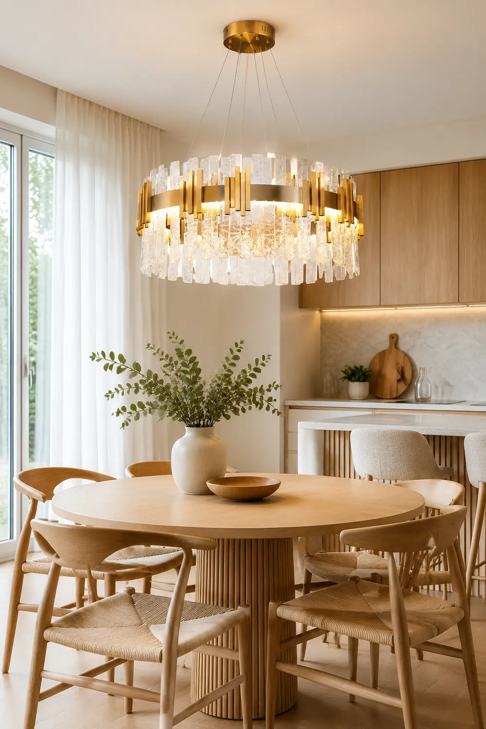 Marilyn Mid Century Iron & Glass Chandelier Circle - Lumpaz