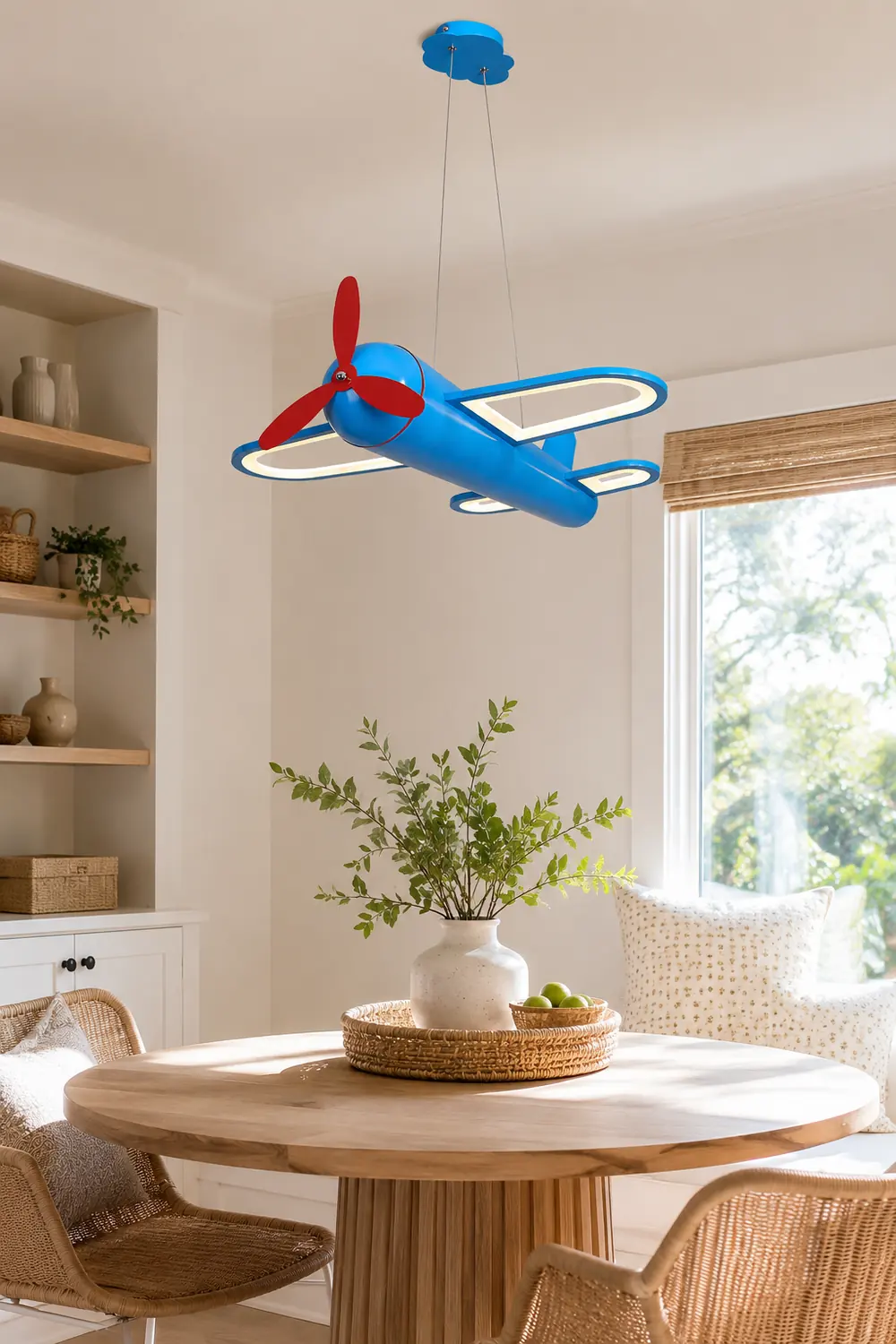 Minori Decorative Airplane Metal Pendant Light, Yellow/Blue, Children's Room - Lumpaz