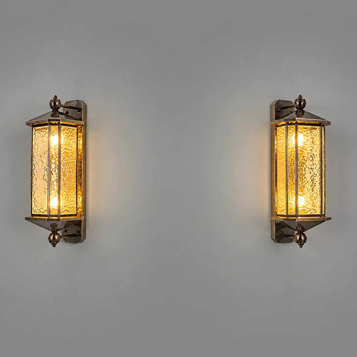 23.62-In. European Copper Dimmable Hardwired/Solar Outdoor Wall Lights - Lumpaz
