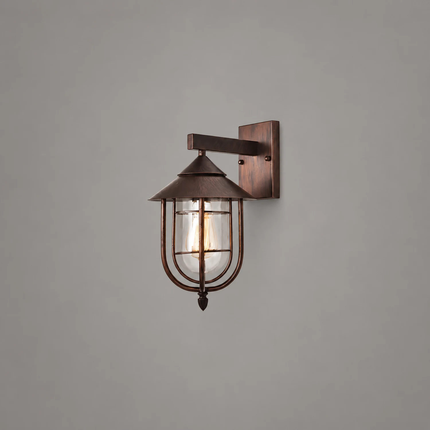 Waterproof Retro Iron Glass Motion Sensor Black Modern Outdoor Wall Lights - Lumpaz
