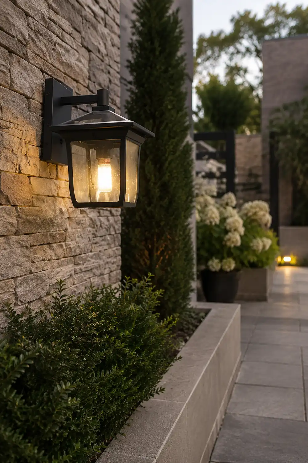 Square Waterproof Aluminum Glass Black Retro Solar Outdoor Wall Lights - Lumpaz