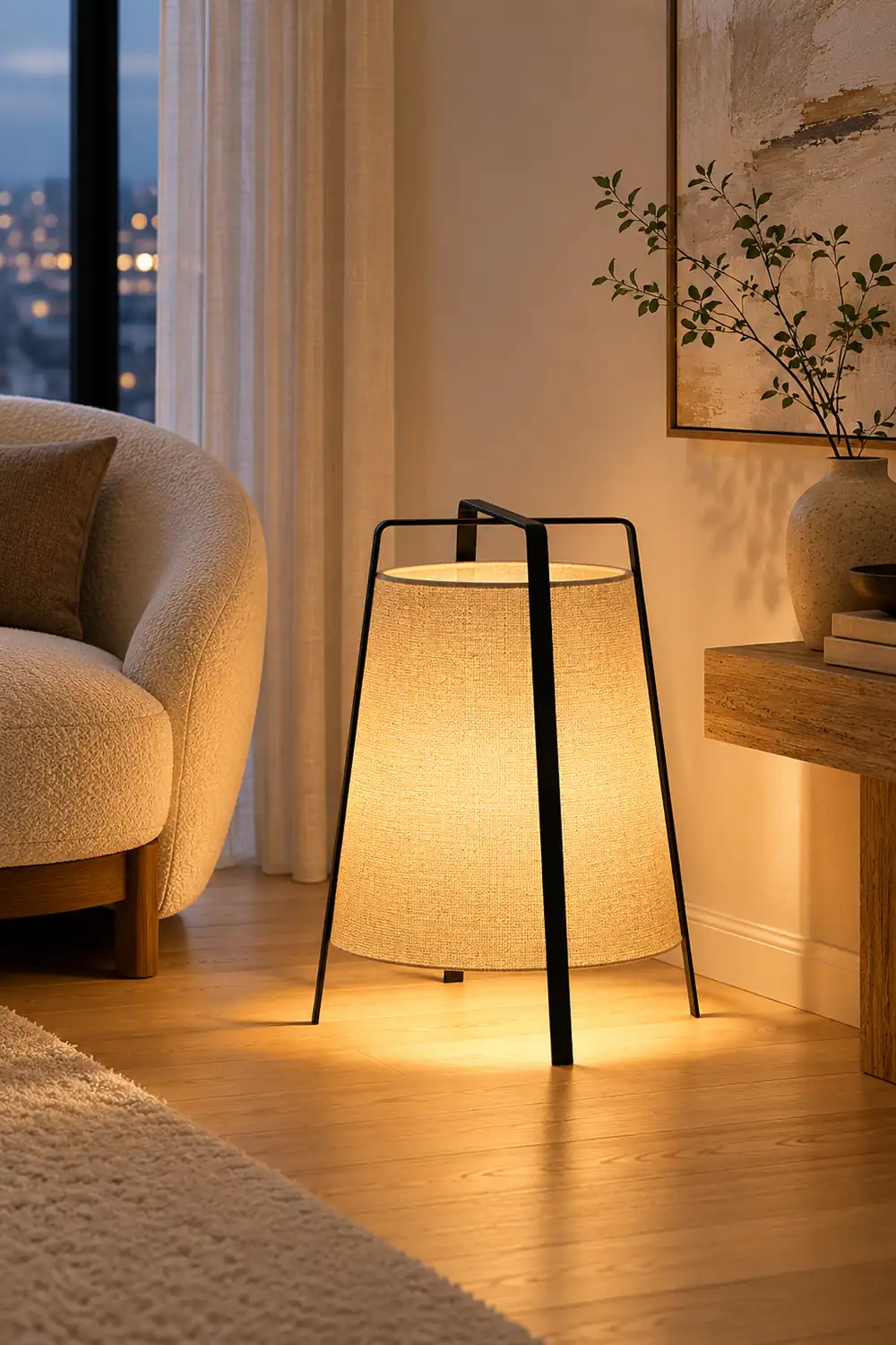 Renée Modern Minimalist Metal/Fabric Floor Lamp Living Room/Bedroom - Lumpaz