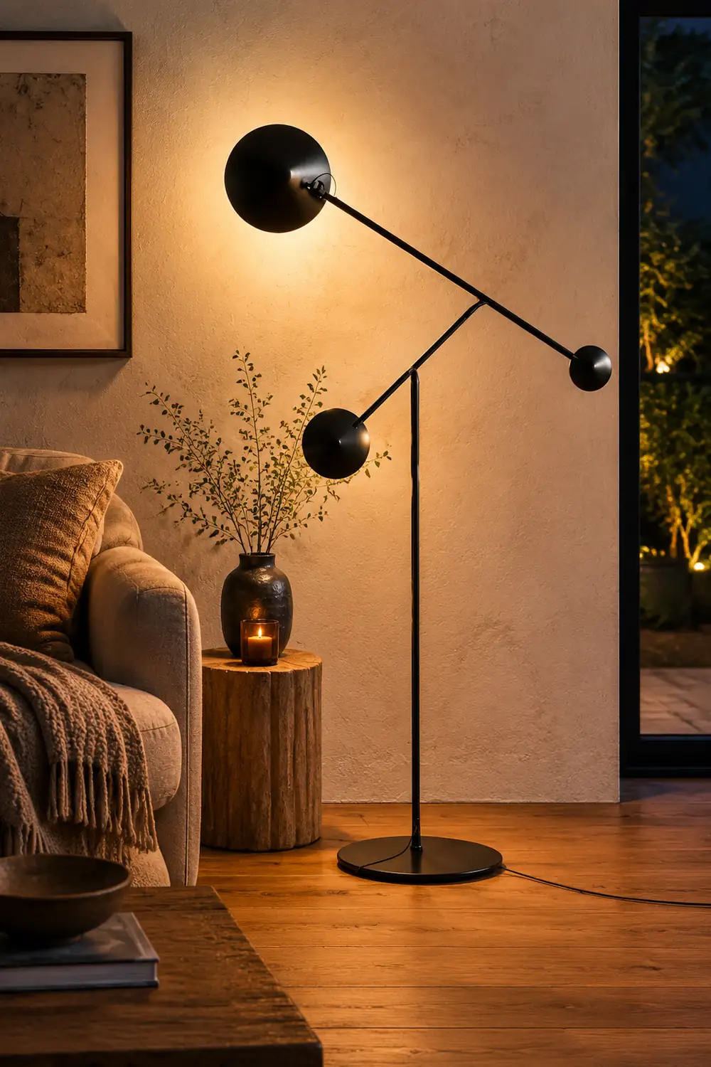 Avi Post Modern Metal Floor Lamp, Black - Lumpaz