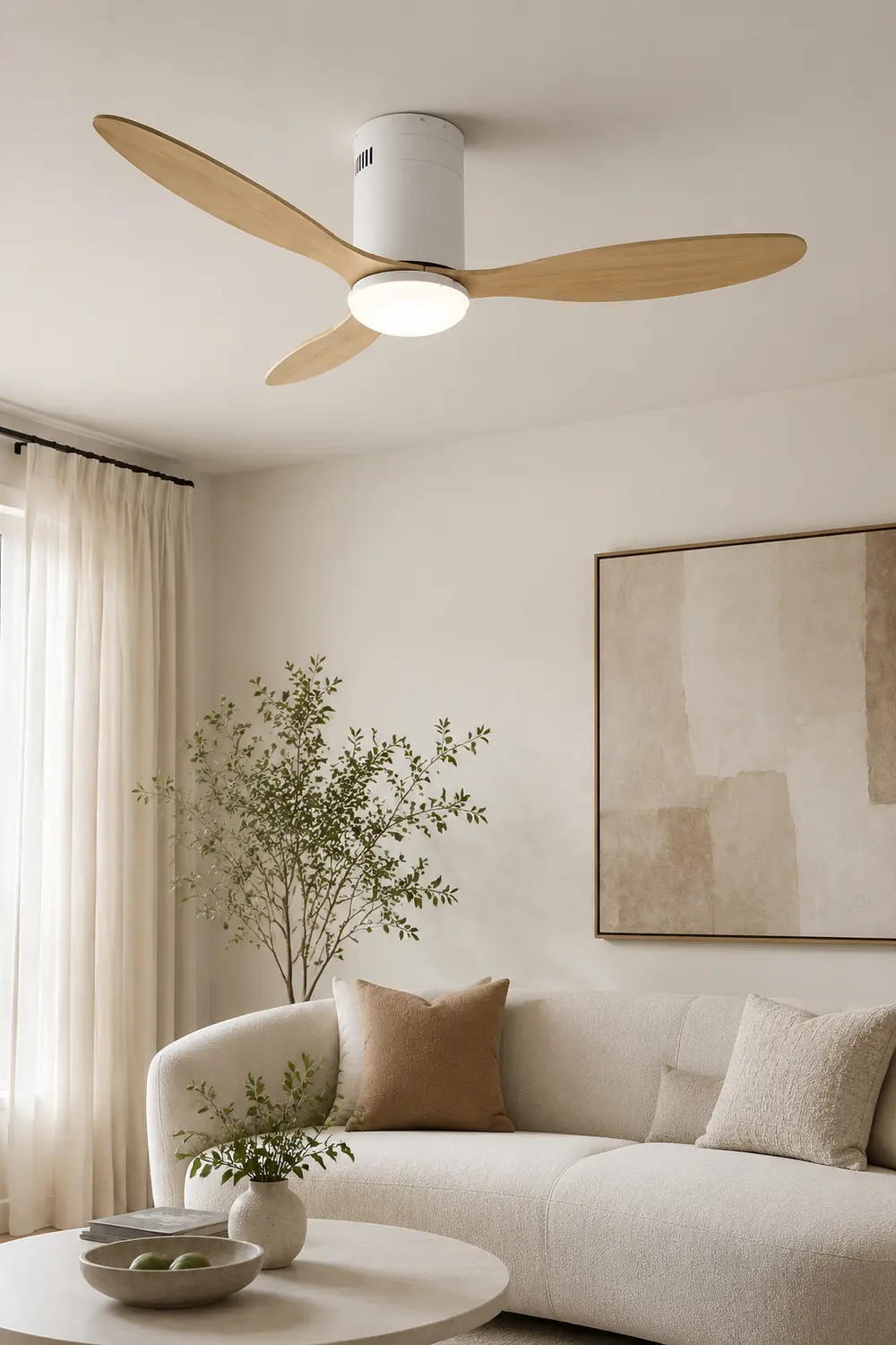 Walters 3-Blade White Ceiling Fan With Light, 2 Color, DIA 45.3'' - Lumpaz
