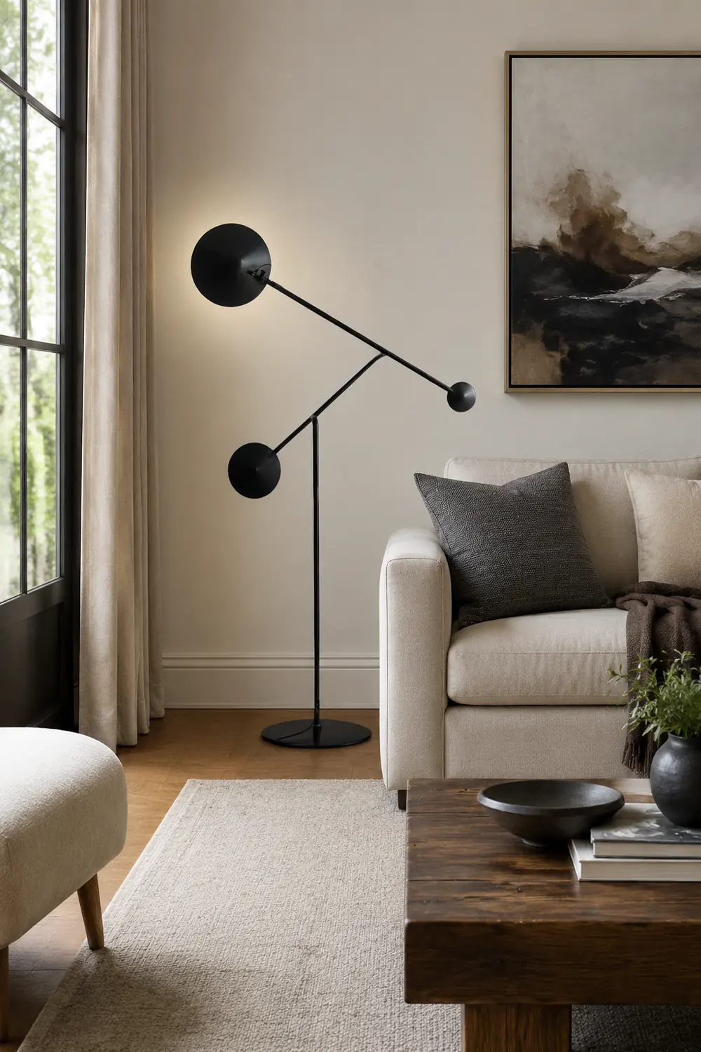 Avi Post Modern Metal Floor Lamp, Black - Lumpaz