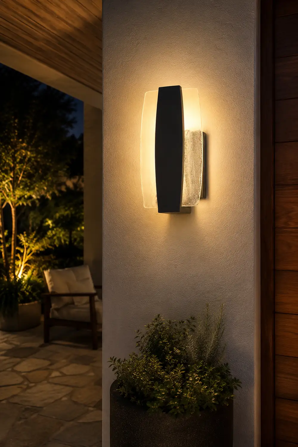 Waterproof LED Handmade Bubbles Glass Black Modern Outdoor Wall Light - Lumpaz