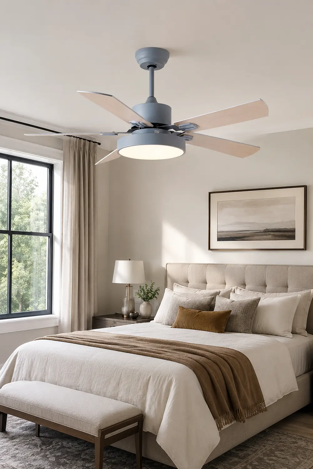 Morandi 5-Blade Ceiling Fan with Light, 4 Color - Lumpaz