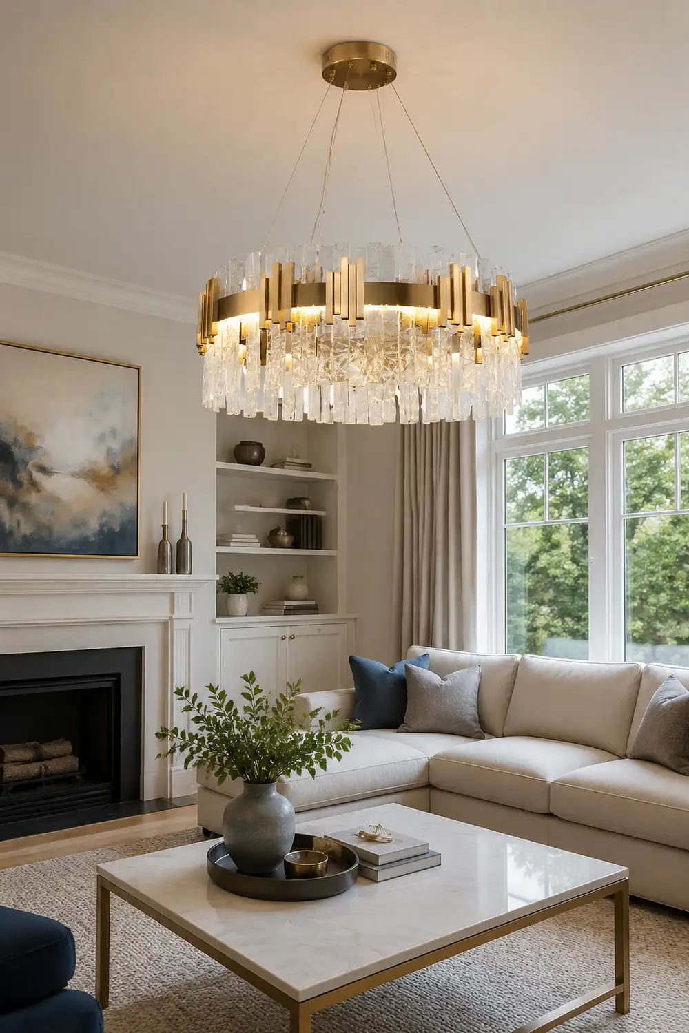 Marilyn Mid Century Iron & Glass Chandelier Circle - Lumpaz