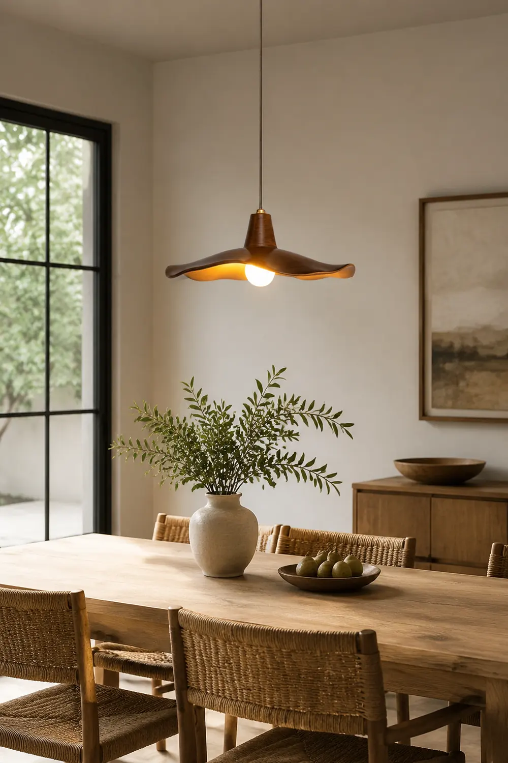 Carins Pendant Light Wave Retro, Mahogany/Resin, Dining Room - Lumpaz