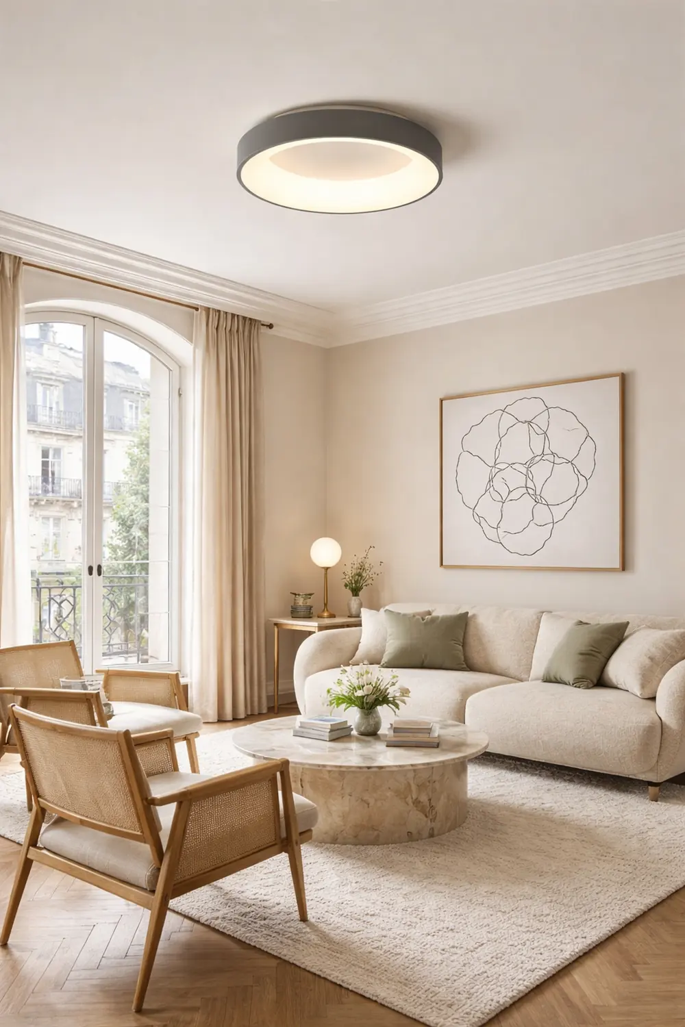 Quinn Modern Flush Mount Ceiling Light, LED, Bedroom/Dining Room - Lumpaz