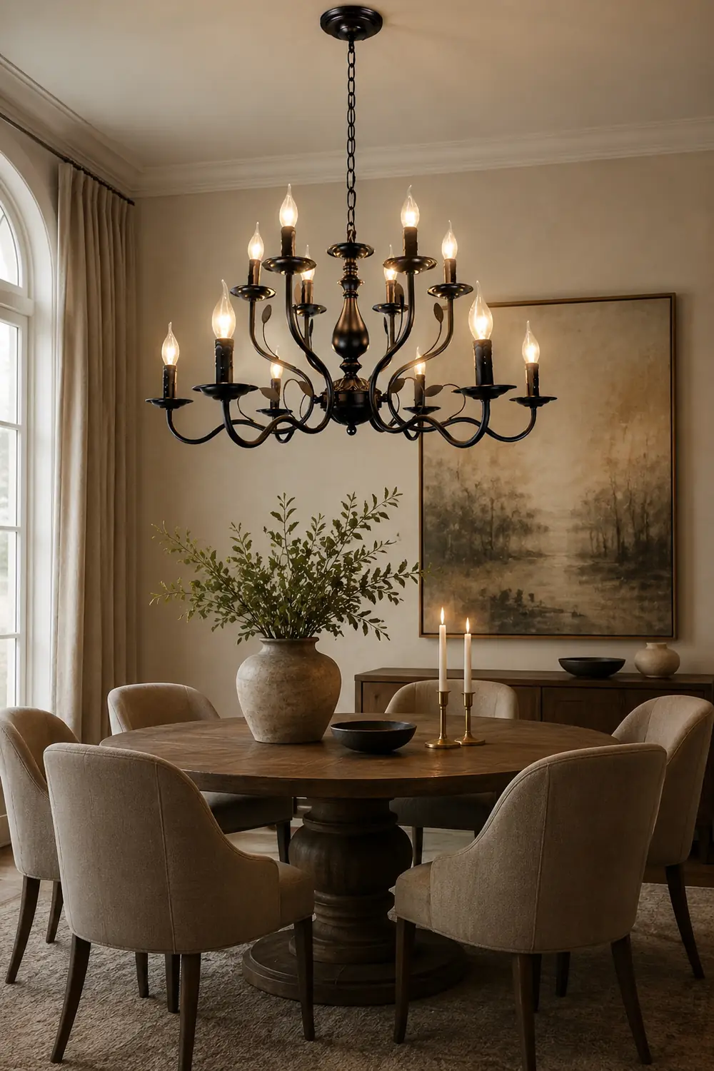 Silva Transitional Candle Chain Chandelier, Black - Lumpaz