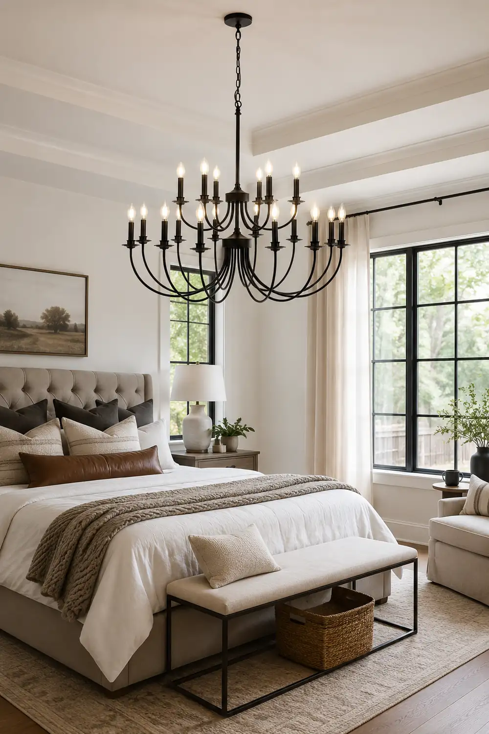 Silva LED Chandelier Black Metal Bedroom Living Room Ding Room - Lumpaz