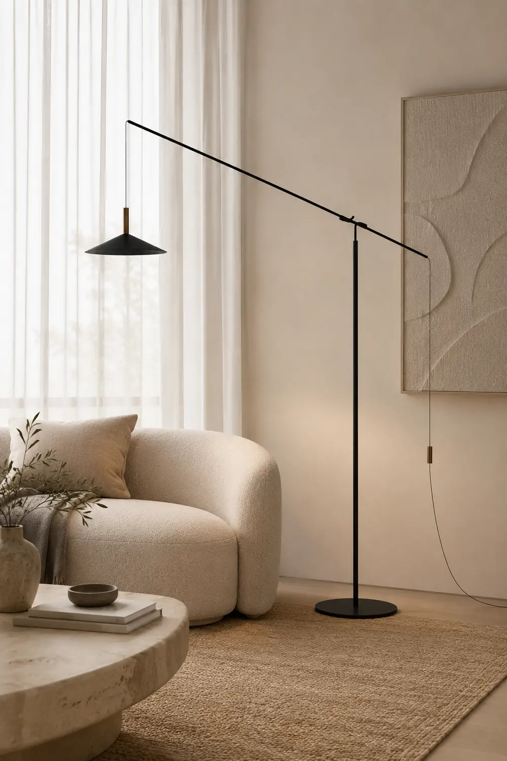 Carins Floor Lamp Italian Unique Modern, Metal Adjustable, Black, Living Room - Lumpaz