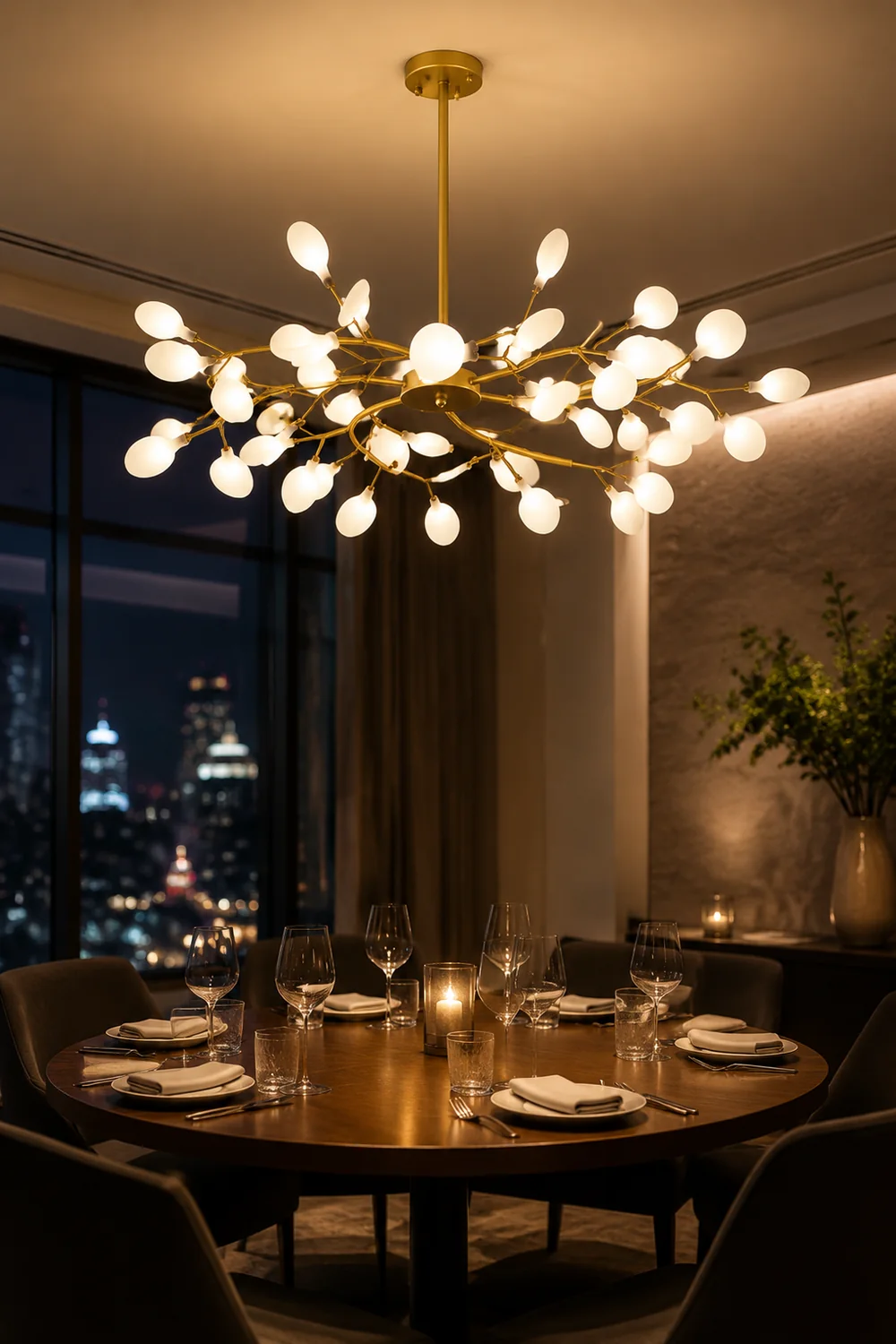 Ophelia Unique Branch Firefly Art Deco Chandelier Black/Gold Living Room - Lumpaz