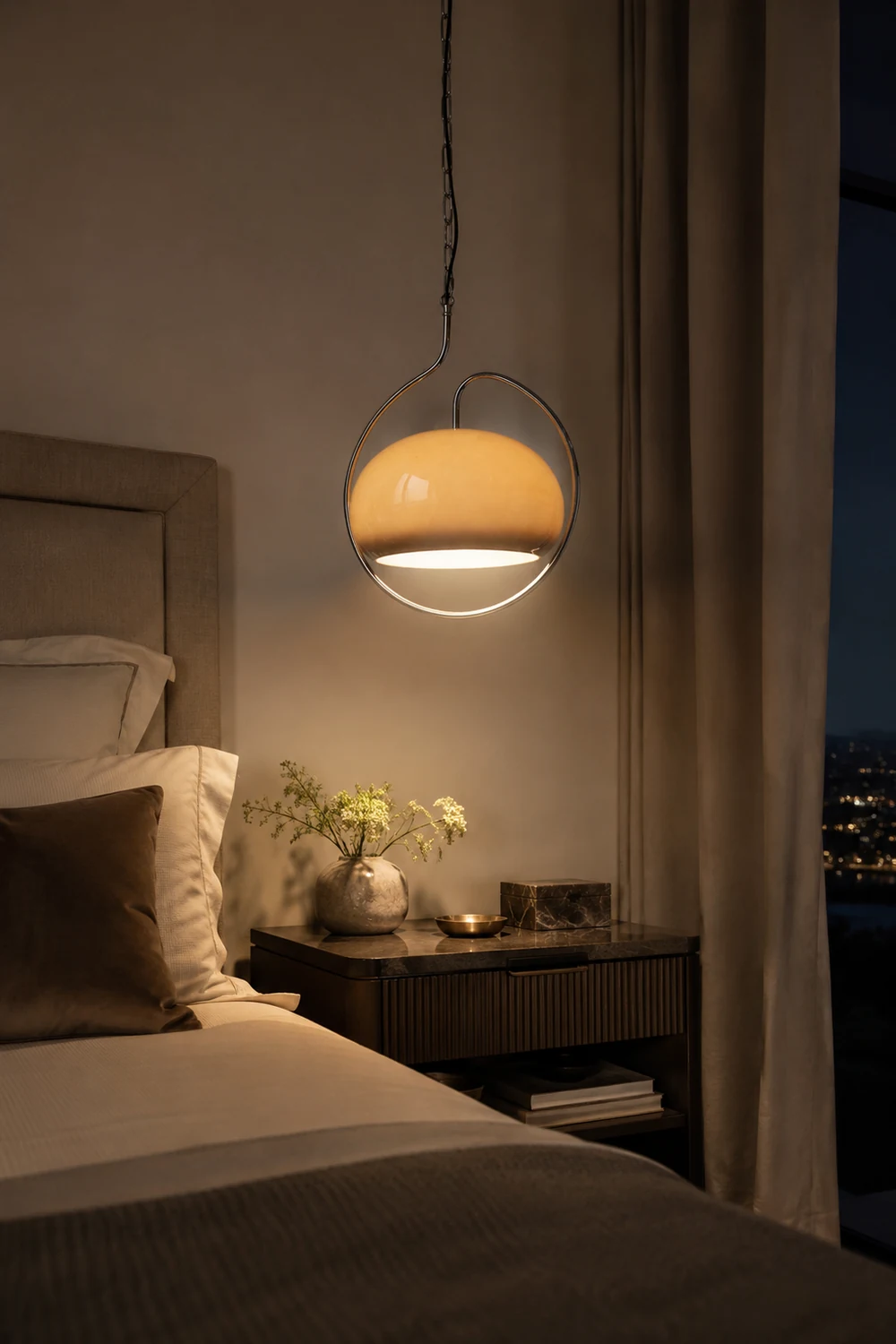 Hailie Retro Glass Pendant Light, Brown/White - Lumpaz