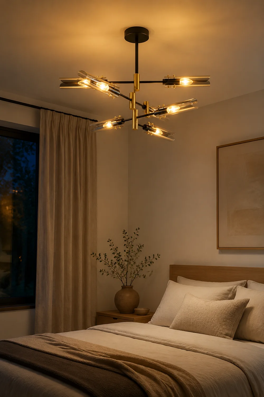 Sanna Modern Metal/Glass Semi-Flush Mount Ceiling Light, Gray/Amber - Lumpaz