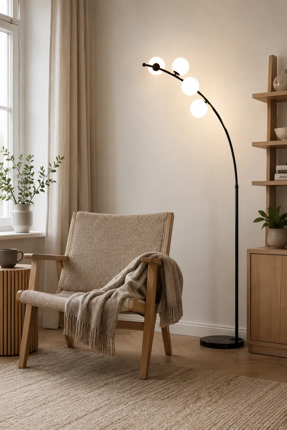 Valentina Modern Arc Multi Head Bubble Floor Lamp Black/Gold - Lumpaz