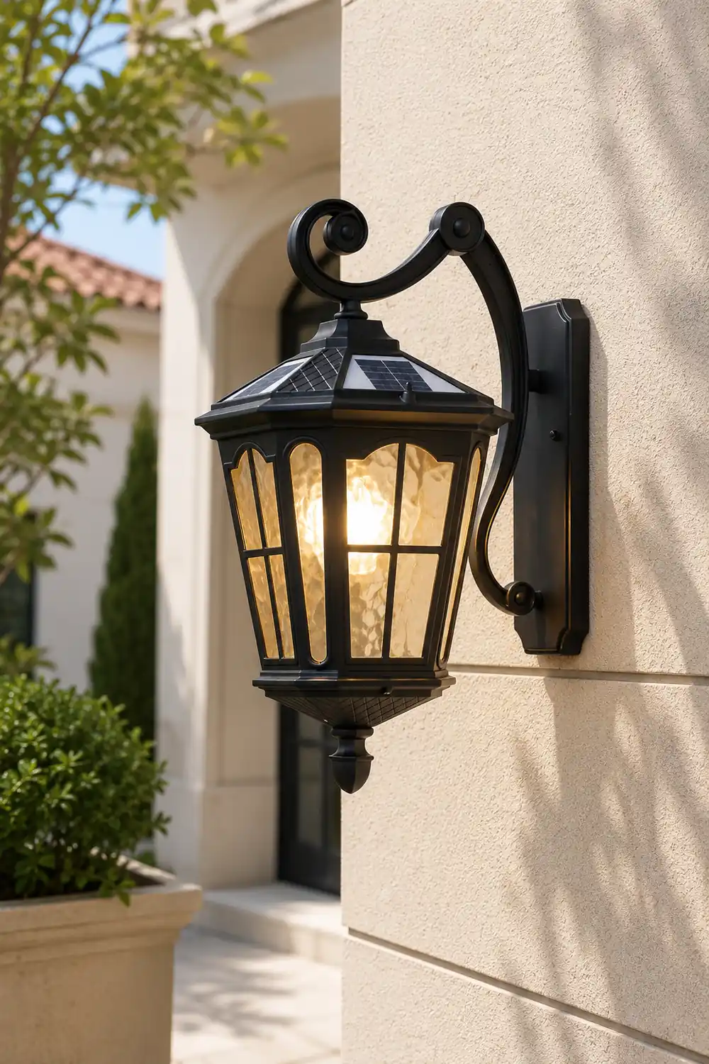 Retro Waterproof LED Aluminum Black Vintage Solar Outdoor Wall Light - Lumpaz