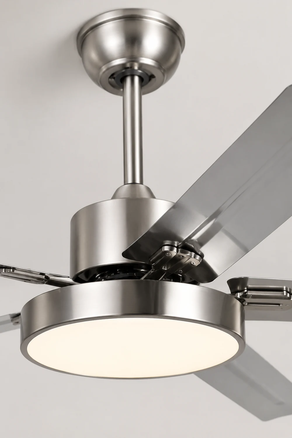 Haydn 5-Blade Industrial Silver DC Ceiling Fan Light, 52'' - Lumpaz