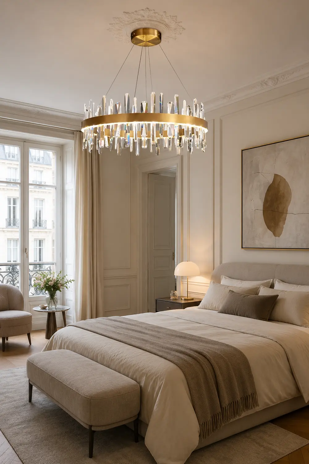 Marylin Modern Crystal Ring Chandelier, Stainless Steel & Crystal - Lumpaz