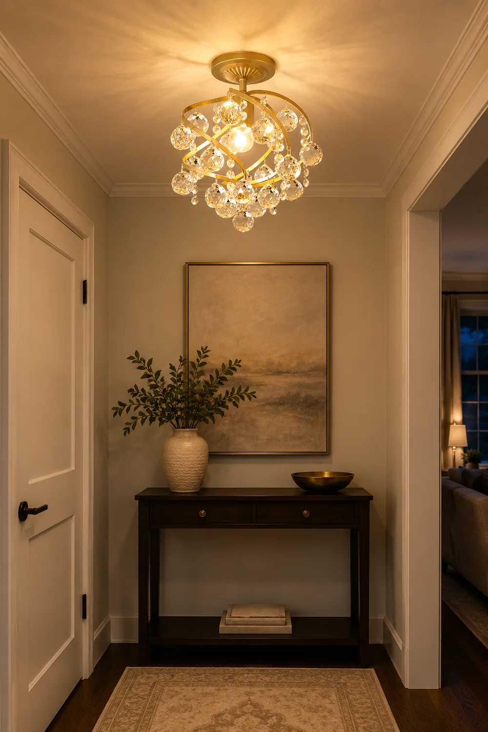 Marliyn Luxury Globe Crystal Semi-Flush Mount Ceiling Light, Brass - Lumpaz