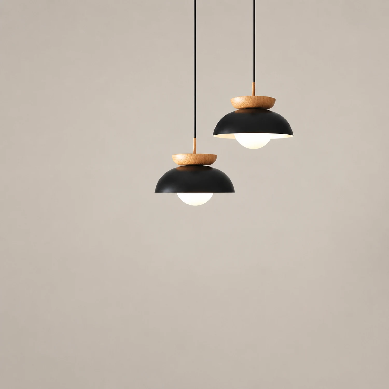 Ozawa Nordic Pendant Lights Wood/Metall Black Kitchen Balcony - Lumpaz
