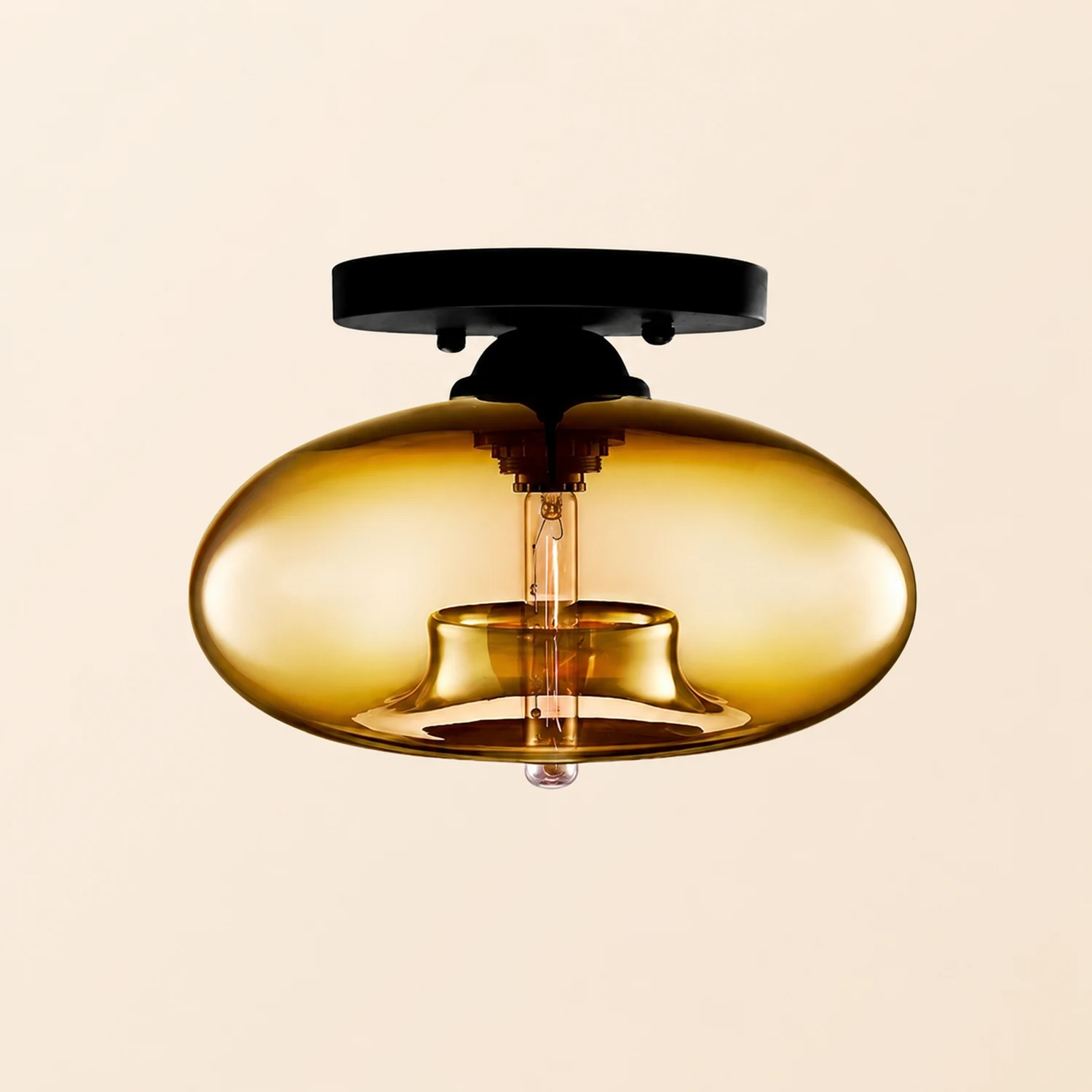 Sanna Industrial Art Deco Globe Flush Mount Ceiling Light Living Room - Lumpaz