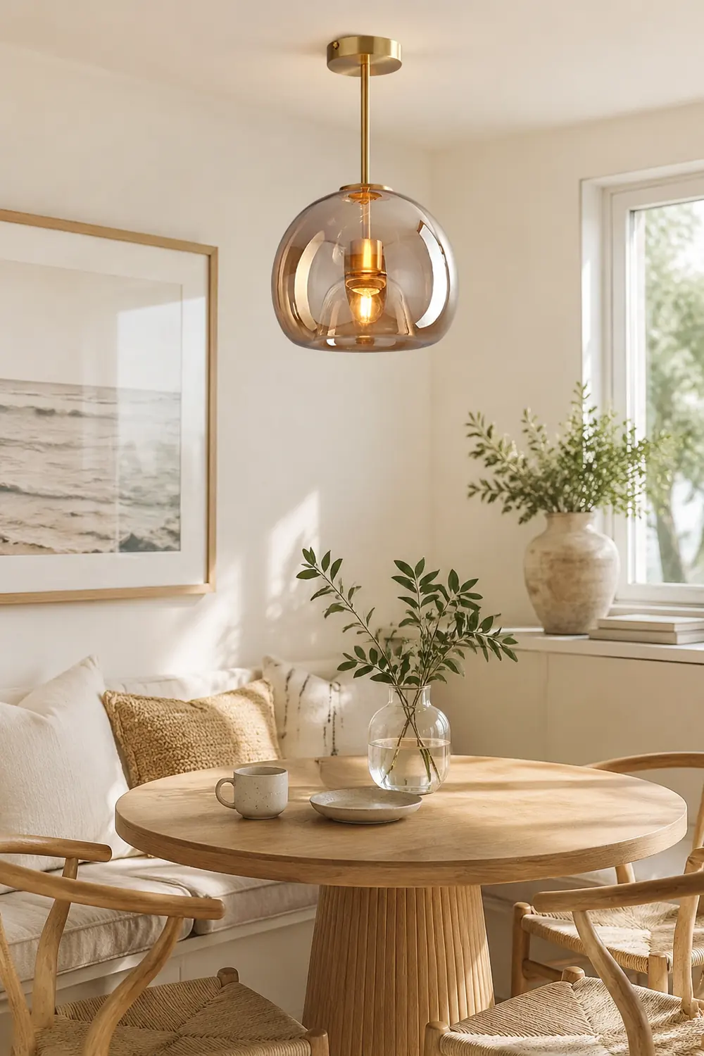Sanna Modern Dome Glass Semi-Flush Mount Ceiling Light/Pendant Light, Gold/Black - Lumpaz