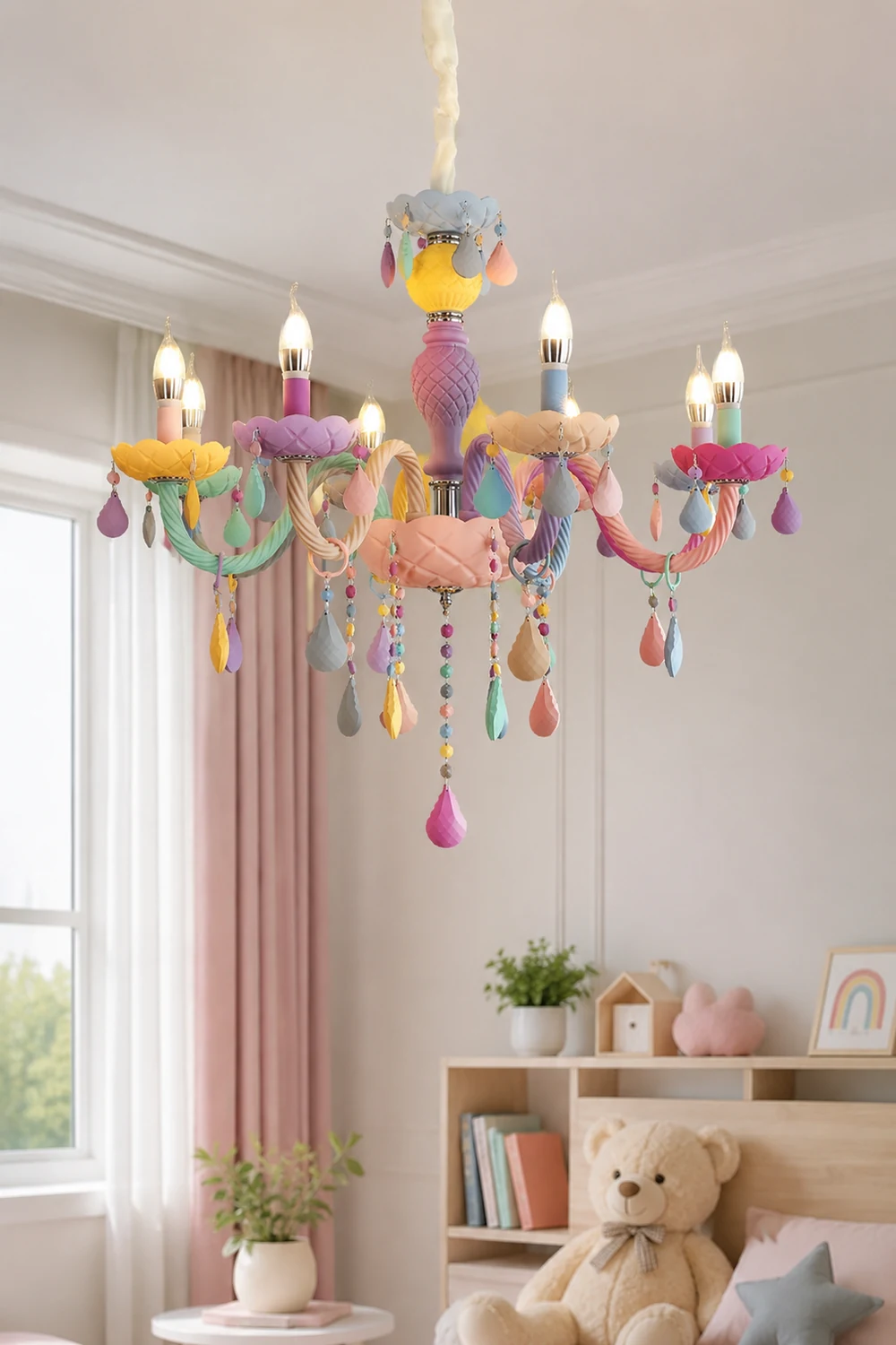 Morandi Modern Metal Colorful Chandelier for Children's Room, Living Room - Lumpaz