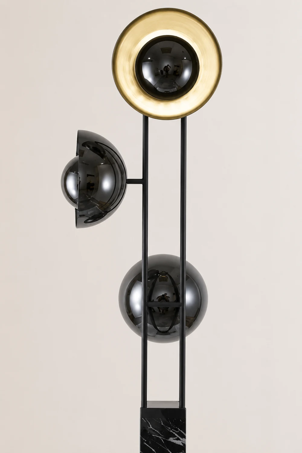 Salgado Modern Minimalist Tri-head Floor Lamp, Metal & Marble - Lumpaz