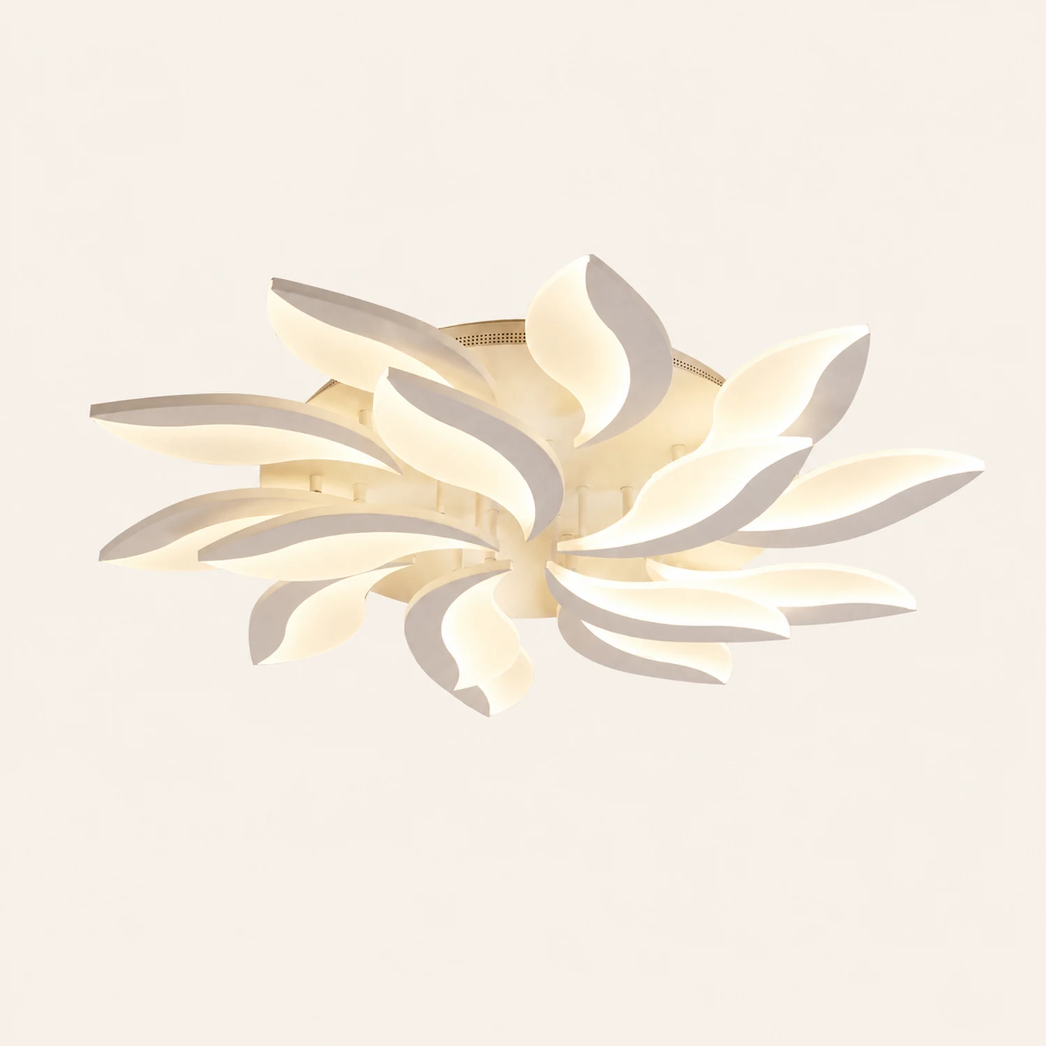 Hana Minimalist Art Deco Flower Flush Mount Ceiling Light, White, Living Room - Lumpaz