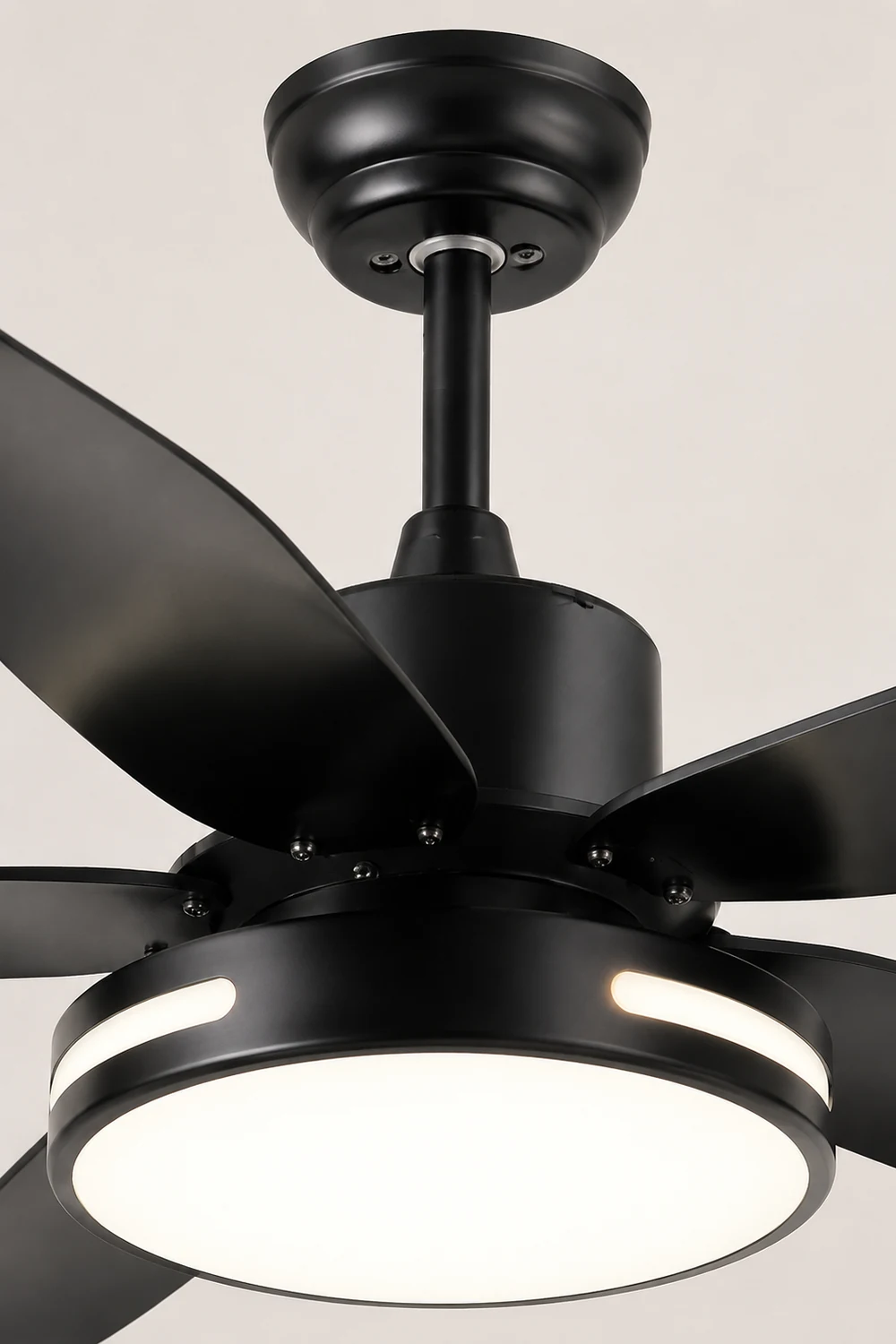 Haydn 5-Blade Modern Basic DC Ceiling Fan with Light, White/Black, 52'' - Lumpaz