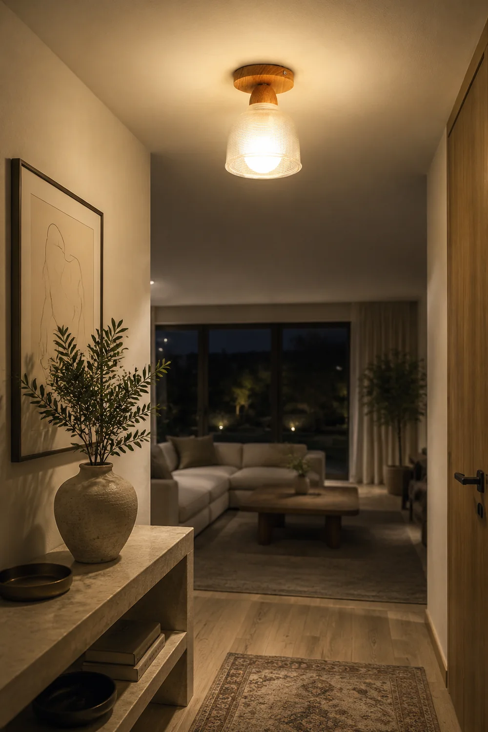 Sanna Nordic Minimalist Semi-Flush Mount Ceiling Light - Lumpaz