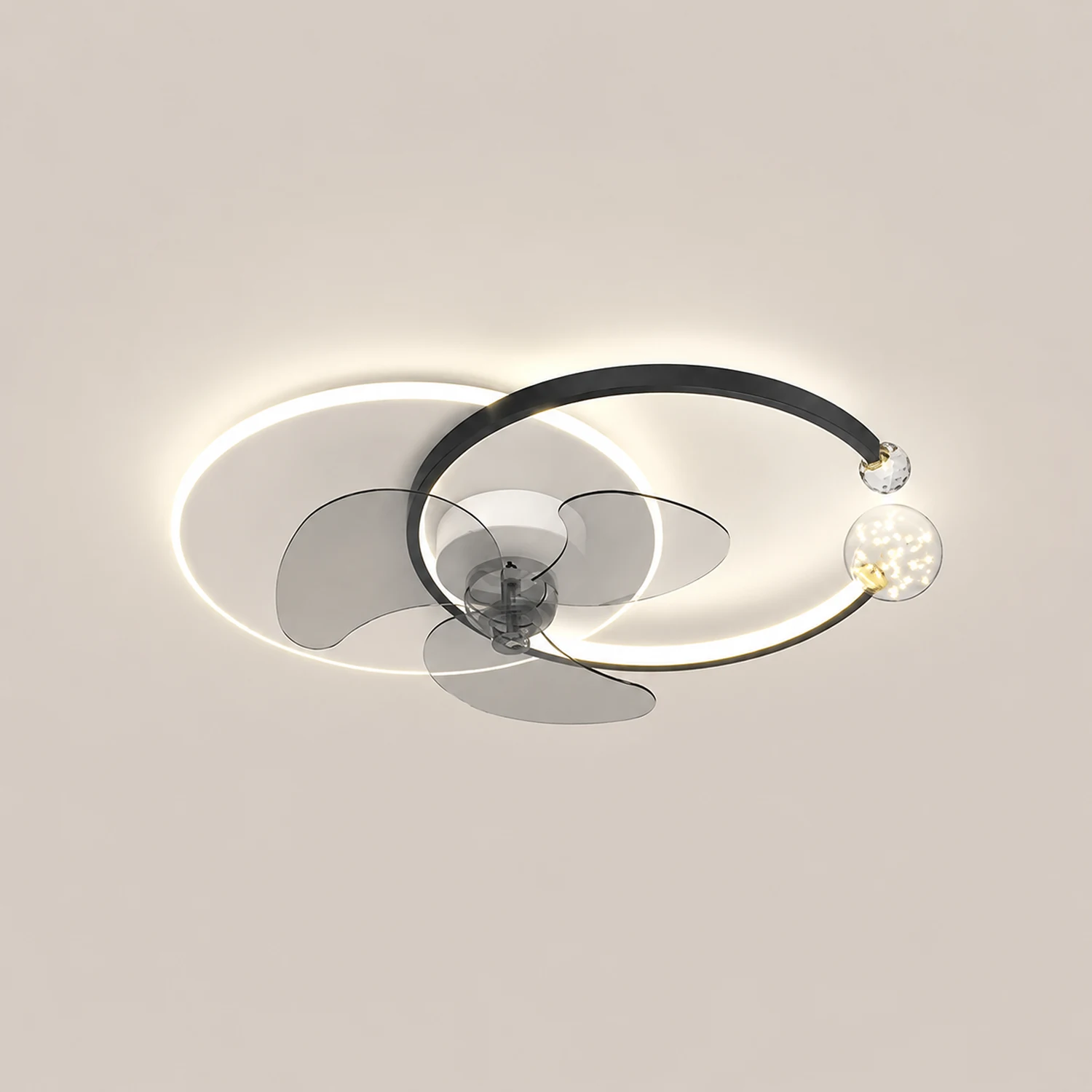 Madina Double-C Starry Ceiling Fan with Light, 2 Color, 24.5" - Lumpaz