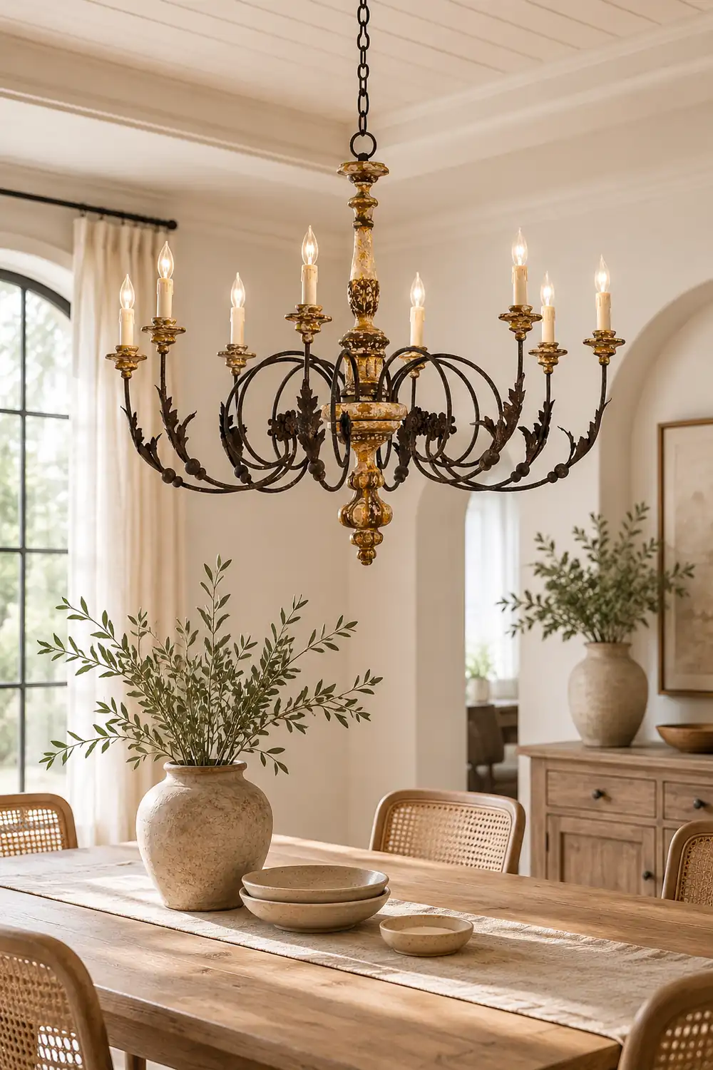 Silva Large Retro Creative Chandelier Brown Wood Metal Living Room - Lumpaz