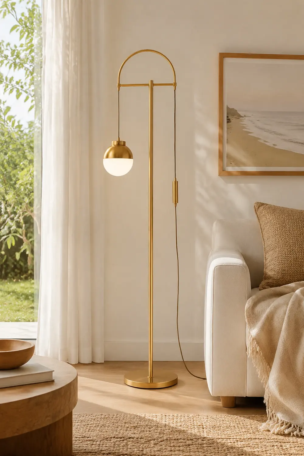 Valentina Modern Arch Glass/Metal Floor Lamp, Gold - Lumpaz